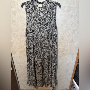 Anthropologie Maeve Mayra tiered maxi dress Black White Printed XS